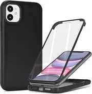 Cavor for iPhone 11 Case Built-in Screen Protector for iPhone11 Case 6.1'' Frosted Matte TPU PC Bumper Shockproof Cover 360° Full Body Protective Phone Cases-Black