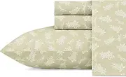 [Tommy Bahama] Queen Sheets, Cotton Percale Bedding Set, Crisp & Cool, Stylish Home Decor (Aloha Pinapple Green, Queen)