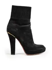 Black Suede Elasticated Ankle Boots