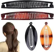 4 Pcs Banana Hair Clip for Fine Thick Hair, Double Comb Long Hair Clips Curly Hair Accessories Fishtail Hair Clip Combs Ponytail Hair Comb for Women