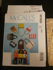 McCalls: PATTERN #7820 FASHION BAGS/PURSES FOR 18" DOLLS - NEW - 11 DESIGNS