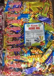 BULK LOLLIES MINI ME 3kg BAG BY SWIZZELS SNAP CRACKLE REFRESHERS BANANA SKIDS