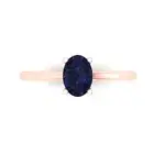 1 ct Oval Cut Blue Sapphire Bridal Promise Engagement Ring 14k Rose Real Gold
