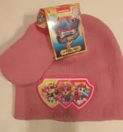 Nickelodeon Paw Patrol Hat Beanie and Gloves Set Kids | Pink | Beanie Mittens