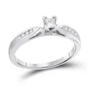 14k White Gold Princess Diamond Solitaire Bridal Engagement Ring 1/4 Cttw