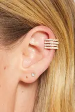 Gold Pearl And Diamonte Ear Cuff - Size ONE, Women's Light Scarf