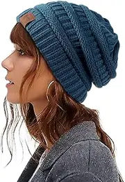 [Lvaiz] Womens Winter Skull Knit Wool Pom Hat Earflap ski Caps with Detachable Faux Fur Pompom Beanie Warm Hat