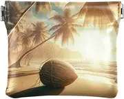 [Joitme] Coconut Sunset Gold Wallet Women Small, Change Purse for Coins, Coin Pouch for Men, Coconut Sunset Gold, 4.33x3.74In, Coconut Sunset Gold