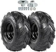 YC Yier 2 Pack 145/70-6 ATV UTV Go Kart Wheel 3 Bolt Pattern, 6" Rim with 17mm 3 Stud Front Wheel Hubs Flange for Golf Cart, Buggy, Quad, Lawn Mower, Drift Trike, Tricycle, 4 Wheeler Mini Bike Scooter
