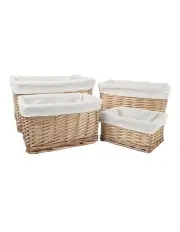 [Living Today] Wicker Storage Baskets With Liner Set 4 Piece