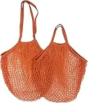 Breast Milk Storage Bag Portable Reusable Grocery Bags for Fruit Vegetable Bag Cotton Mesh String Organizer Handbag Short Handle Net Shopping Bags Tote Storage Bag (Color : Orange 09, Size : S-10x35
