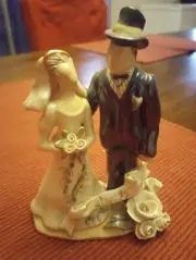 Antique Vintage Bride And Groom Wedding Cake Topper