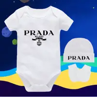 在飛比找蝦皮購物優惠-普拉達 Prada 100 棉質嬰兒連衣褲女嬰衣服可定制名稱