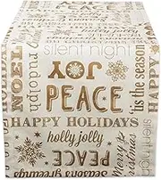 DII Holiday Dining Table Linen Metallic Fabric Kitchen Décor, Christmas Table Runner, 14x108, Gold Holiday Collage