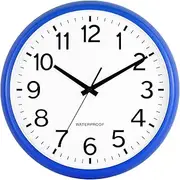 Caysie 16 Inch Sealed Large Outdoor Clock Waterproof, Silent Battery Operated Weatherproof Wall Clocks for Pool Patio Outside Home (Blue)
