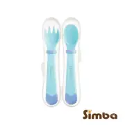 Simba It's Yummy Food Grade Learning Spoon & Fork Set 6ms+ - Blueberry Blue