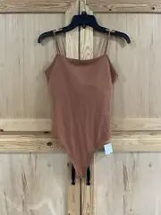 NWT American Eagle Built In Shelf Bra Brown Spaghetti Strap Bodysuit