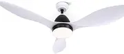 Devanti 48'' Ceiling Fans, Fan Lights and Remote for Bedroom Living Room Indoor, DC Motor Control LED Light 5 Speed 122cm Reversible White Quiet Breezes 3 Color Lighting
