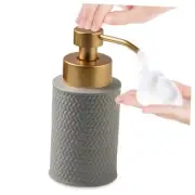 Foam Soap Dispenser with Refined and Vintage Emboss, Ceramic Hand Soap Gray