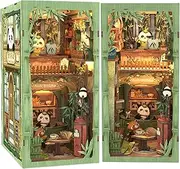 CUTEBEE Book Nook Kit - DIY Miniature House Kit for Beginners and Adults, Tiny House Dollhouse Booknook Library Bookshelf Decor, 3D Wooden Puzzle Gifts for Family and Friends (Panda Bookshop)