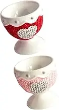 BRIGHTFUFU 2Pcs Ceramic Egg Holder Stylish Dining Table Egg Cups for Home Kitchen Practical Storage for Boiled Eggs Easy to Clean for