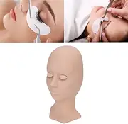 NSXAYIWE Lash Extension Practice Mannequin Head Silicone Makeup Training Head with 4 Pairs Replaceable Eyes (single eyelid pink)
