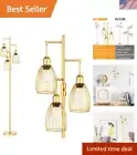Dimmable Floor Lamp, 3 x 800LM LED Edison Bulbs Included, Farmhouse Industria...