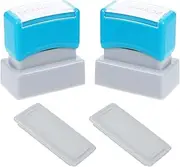 PEOVLVN 2 Pcs Scanned Stamp Self Inking Stamp Red Ink Pre Inked Message Stamp Office Stamp Refillable Scanned Stamper for Business Bookkeeping Ordering Accounting Work (Blue)
