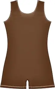 [GAIGEO] Coconut Brown Girls Gymnastics Leotards Toddler Biketards Unitards Leotard with Shorts 2-3t