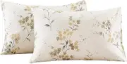 ECOCOTT 2 Pack Pillowcase King Size with Vintage Wash Painting Floral Pillow Cases Set, 100% Cotton King Pillow Covers Envelope Closure (King, 20"x36")