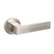 Zanda Boston Door Lever Handle on Round Rose Lever Set Brushed Nickel