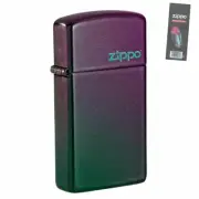 Zippo 49267ZL Slim with Logo Windproof Pocket Lighter + FLINT PACK