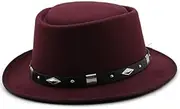 [Generic] Women's Hat Fedoras Men's Hat Autumn Winter Felt Wide Panama Headgear Black Chapel Beach Wide Brim Red Ladies