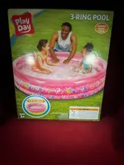 Play Day 3-Ring Inflatable Pool With Unicorn Design & Repair Patch 28-5