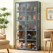 Display Case Curio Cabinet china cabinet with glass doors display case for collectibles figure display case display case cabinet glass display cabinet glass cabinet 82cm/32.3in/5F Dark gray