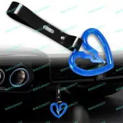 Car Accs JDM S Broken Heart TSURIKAWA Blue Crystal Ring Black PVC Grip Strap X1