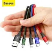 Baseus 4 in 1 Charging Cable For iPhone + Type-C +Micro USB Braided Cord Charger
