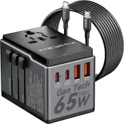HEYMIX Universal Travel Adapter, 65W USB-C International Power Adapter 5-in-1