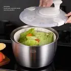 Home Stainless Steel Salad Spinner Lettuce Spinner Vegetable Fruit Drain Basket