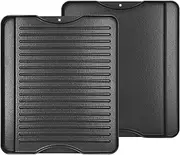 Criditpid Flat Griddle Top Plate Replacement Parts for Gas Stove, Charcoal, Electric, Propane, Gas Grill, 14" x 16" 2-in-1 Reversible Pre-Seasoned Cast Iron Cooking Griddle for Camping Tailgating.