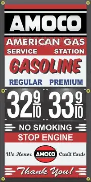 AMOCO GAS STATION PRICE PER GALLON VINTAGE OLD SIGN REMAKE BANNER SIGN ART