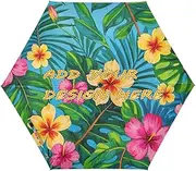 [miaozhen] Personalized Large Umbrella UV 50+, Colorful Summer Hawaiian Flowers, Specially Designed and Strong, Windproof, Sunproof, Waterproof, Customizable, Colorful Hawaiian, Colorful Hawaiian Summer