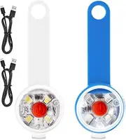 Pack of 2 USB Rechargeable LED Safety Pet Light Pendants for Dogs, Cats - Waterproof Flashing Lights with 3 Flashing Modes, High Visibility LED Lights for Night Walks - Blue & White, Acrylonitrile