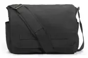 Classic Messenger Bag - Vintage Canvas Shoulder, Black, Size Large