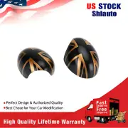 2 x Union Jack UK Flag Mirror Covers for MINI Cooper R55 R56 R57 Black/Gold