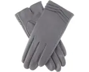 Dents Women's Leather Gloves With Fine Fleece Lining - Charcoal