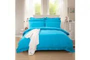 Super Soft Tailored Queen Size Quilt/Doona/Duvet Cover Set - Light Blue