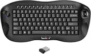 2.4GHz Portable QWERTY Wireless Optical Trackball Keyboard Air Mouse Combo with 14 Multimedia Hotkeys for Windows XP/7/10 Android OTT HTPC and Mac OS (Black)