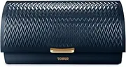 Tower T826090MNB Empire Roll Top Bread Bin, Stainless Steel, Midnight Blue and Brass