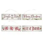 Farmhouse Christmas Ornament Set, Rustic Holiday Wood Signs with Holly Berries